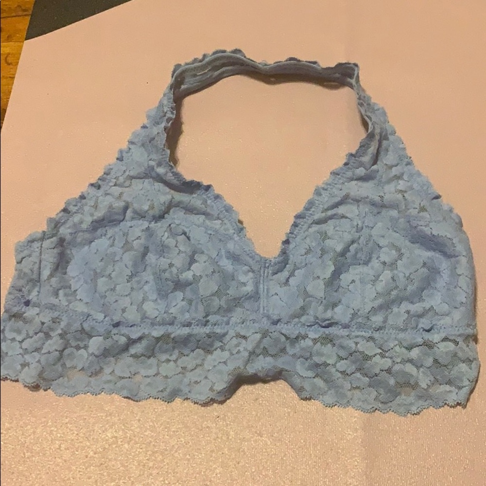 Aerie blue lace halter bralette large